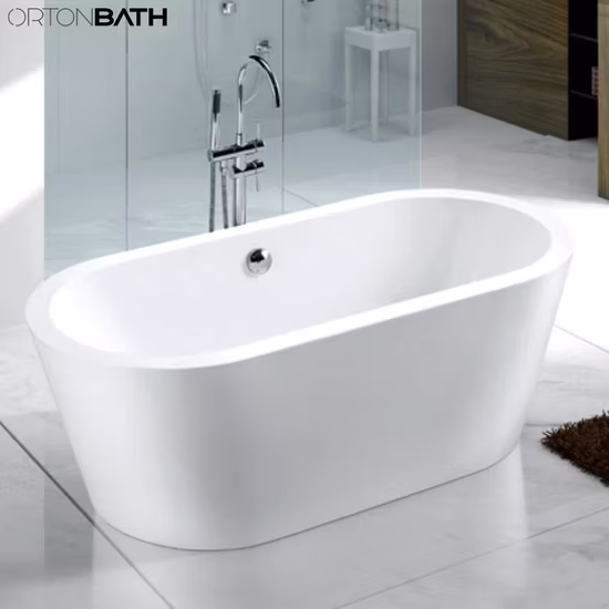 Ortonbath Vasca da bagno per adulti, bianca lucida, in fibra di vetro, acrilica, per nuoto caldo, SPA, vasca da bagno, vasca da bagno per immersione in plastica, sanitari autoportanti